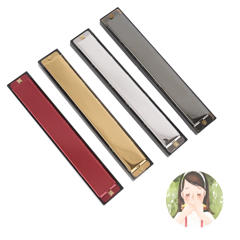 Harmonica Metal 24 Holes With 48 Tones Tremolo C Key Octave-tuned Mouth Organ with Case For Beginner | Спорт и развлечения