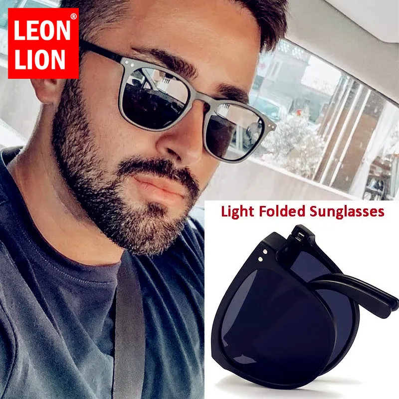

LeonLion New Folding Sunglasses Men 2023 Vintage Eyewear for Women/Men Luxury Polarized Glasses Men Designer Lentes De Sol Mujer