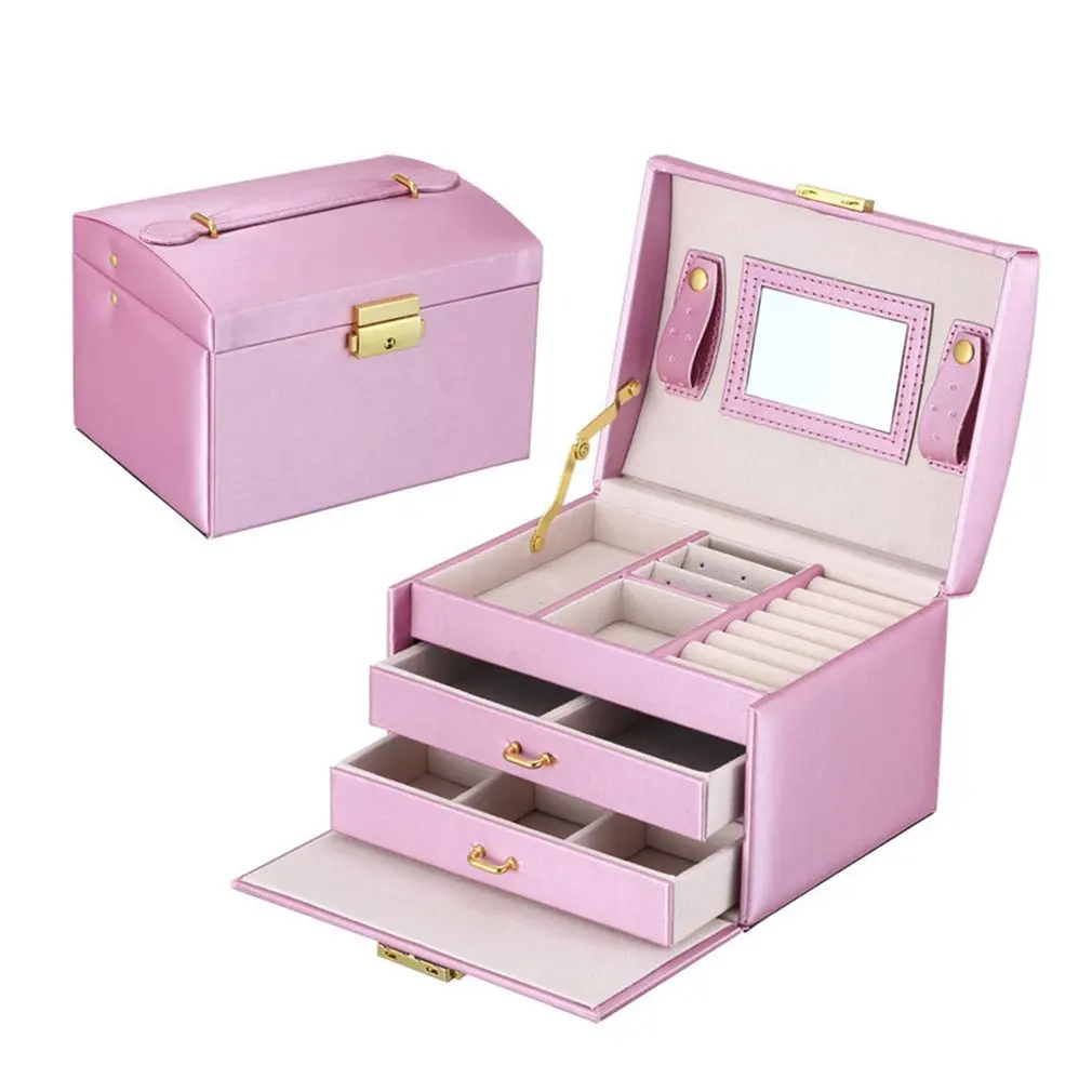 Pu Leather Jewelry Box Three-Layer Double Drawer Jewelry Box Princess Jewelry Storage Box Fashion Beautiful FASHION 2019
Pu Leather Jewelry Box Three-Layer Double Drawer Jewelry Box Princess Jewelry Storage Box Fashion Beautiful FASHION 2019