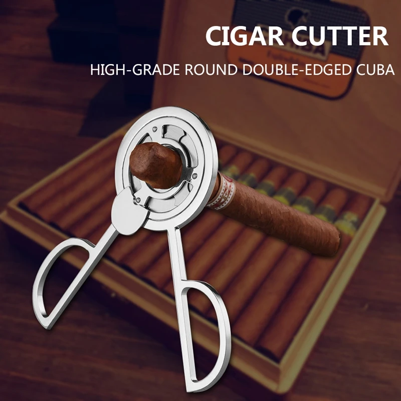 triple blades stainless steel tone cigar cutter pocket gadgets