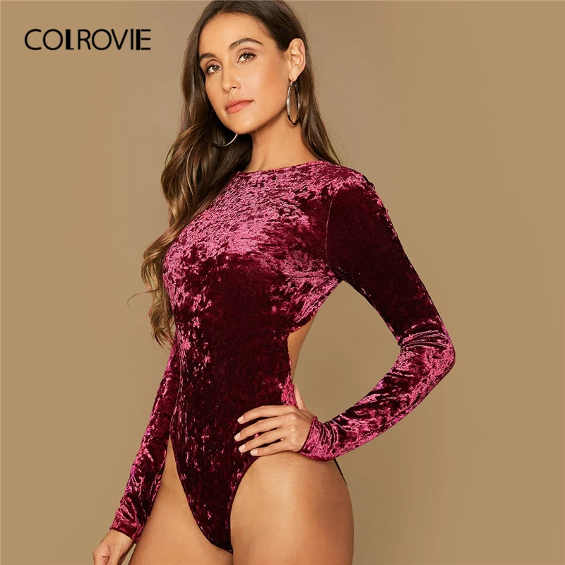 COLROVIE Burgundy Open Back Velvet Bodysuit Women Backless Skinny Bodysuit 2020 Spring Long Sleeve Glamorous Sexy Bodysuits
COLROVIE Burgundy Open Back Velvet Bodysuit Women Backless Skinny Bodysuit 2020 Spring Long Sleeve Glamorous Sexy Bodysuits