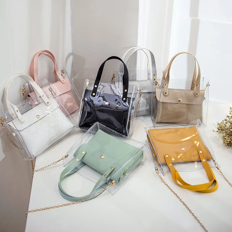 Handbag PU Women's 2020 Shoulder Bag New Transparent Metal Chain Dual-use Candy Color Tote Designer Messenger Lady Purse
Handbag PU Women's 2020 Shoulder Bag New Transparent Metal Chain Dual-use Candy Color Tote Designer Messenger Lady Purse
