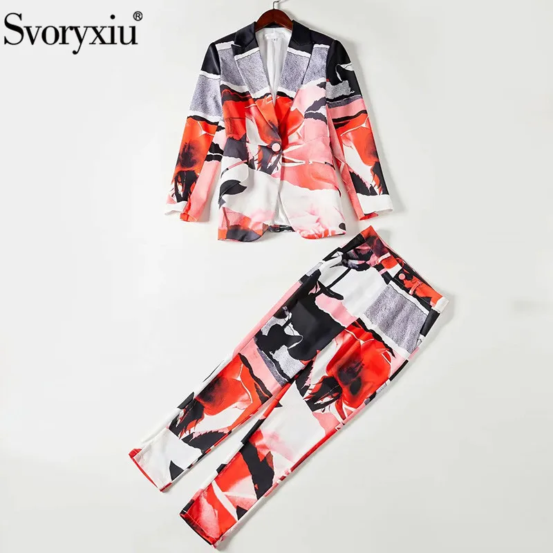 Svoryxiu New Runway Designer Autumn Fashion Two Piece Set Women's Abstract Print Blazer + Pants Office Lady Elegant Sets
Svoryxiu New Runway Designer Autumn Fashion Two Piece Set Women's Abstract Print Blazer + Pants Office Lady Elegant Sets