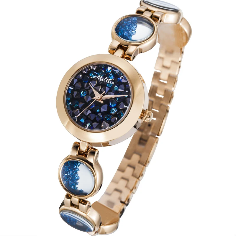 

MELISSA Luxury Brand Japan MIYOTA Quartz Waterproof Women's Watches Fashion Bracelet Austria Crystal Sapphire Ladies Clock 6628