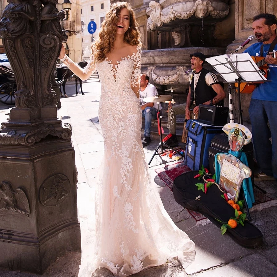 Real Mermaid Long Wedding Dress Bridal Dress Scoop Appliques Wedding Gown Robe De Mariee Custom Made
Real Mermaid Long Wedding Dress Bridal Dress Scoop Appliques Wedding Gown Robe De Mariee Custom Made