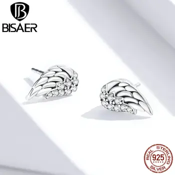 BISAER Stud Earrings Angel Wings Feather 100% 925 Sterling Silver CZ Small Earring For Women Female Lovely Jewelry HSE882 
BISAER Stud Earrings Angel Wings Feather 100% 925 Sterling Silver CZ Small Earring For Women Female Lovely Jewelry HSE882