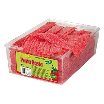 Haribo Pasta Basta fresas acidulées, Rubans Acidulés, caramelos hombrecillo, 150 piezas, Barquette 1125 gr
Haribo Pasta Basta fresas acidulées, Rubans Acidulés, caramelos hombrecillo, 150 piezas, Barquette 1125 gr