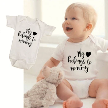 

My Heart Belongs To Mommy Newborn Infant Baby Cotton Short Sleeve Romper Toddler Fashion Clothes Baby Funny Costumes 0-24M