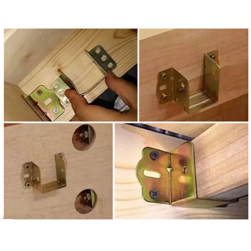 Generic 4pair Metal Bed Bracket Hinge Fastener Wood Board Connector For