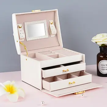 Leather Jewellery Box Cabinet Necklace Ring Bracelet Display Multi-Function Organizer Storage Box With Mirror
Leather Jewellery Box Cabinet Necklace Ring Bracelet Display Multi-Function Organizer Storage Box With Mirror