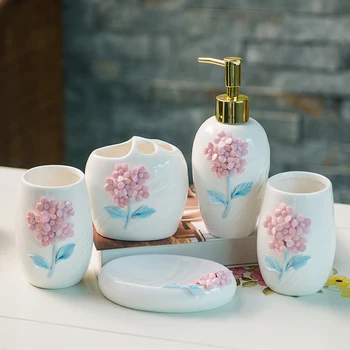 European ceramic sanitary ware five-piece set simple creative bathroom wash suit home toothbrush cup combination YHJ021801
European ceramic sanitary ware five-piece set simple creative bathroom wash suit home toothbrush cup combination YHJ021801