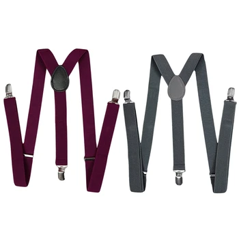2Pcs Unisex Clip on Suspender Elastic Y-Shape Back Formal Adjustable Braces, Dark Gray & Red Wine
2Pcs Unisex Clip on Suspender Elastic Y-Shape Back Formal Adjustable Braces, Dark Gray & Red Wine