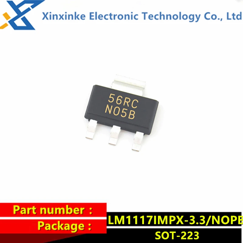 

LM1117IMPX-3.3/NOPB SOT-223 Silk-screen:N05B NO5B Low dropout regulator chip 3.3V 800MA LDO LINEAR REG New original genuine