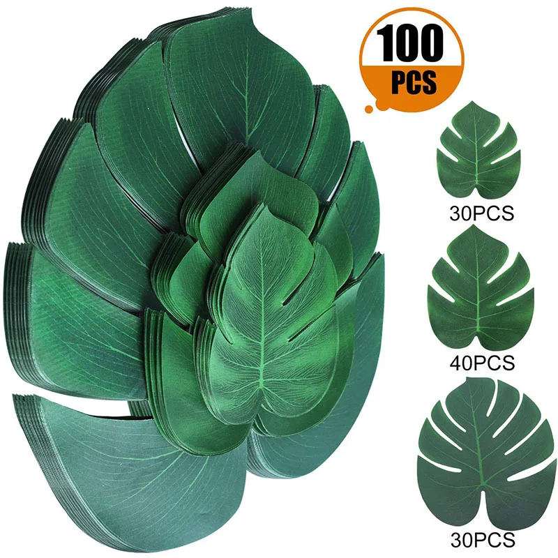 100 Pcs Tropical Palm Leaves Big Monstera Leaf Artificial Plant Wedding/Party Table Decoration Hawaiian Luau Supplies For Garden
100 Pcs Tropical Palm Leaves Big Monstera Leaf Artificial Plant Wedding/Party Table Decoration Hawaiian Luau Supplies For Garden