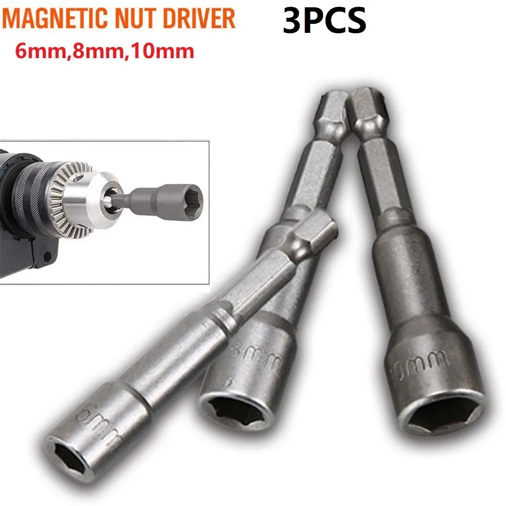 3Pcs/set 6/8/10mm Electric Screwdriver Magnetic Nut Hexagon Socket Bit Hex Shank Driver Electric Screw Driver Accessories
3Pcs/set 6/8/10mm Electric Screwdriver Magnetic Nut Hexagon Socket Bit Hex Shank Driver Electric Screw Driver Accessories