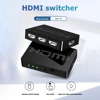 3x1 HDMI Splitter with Remote Control 3 Port 1080P HDMI Switcher Plug Play Convenient Quick Operate for PS4 TV Box 
3x1 HDMI Splitter with Remote Control 3 Port 1080P HDMI Switcher Plug Play Convenient Quick Operate for PS4 TV Box