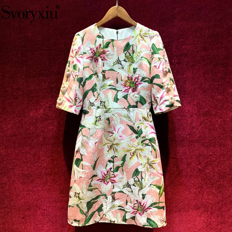 Svoryxiu Fashion Runway Autumn Winter Party Dress Women's Half Sleeve luxury lily Flower Button Applique Jacquard Elegant Dress
Svoryxiu Fashion Runway Autumn Winter Party Dress Women's Half Sleeve luxury lily Flower Button Applique Jacquard Elegant Dress