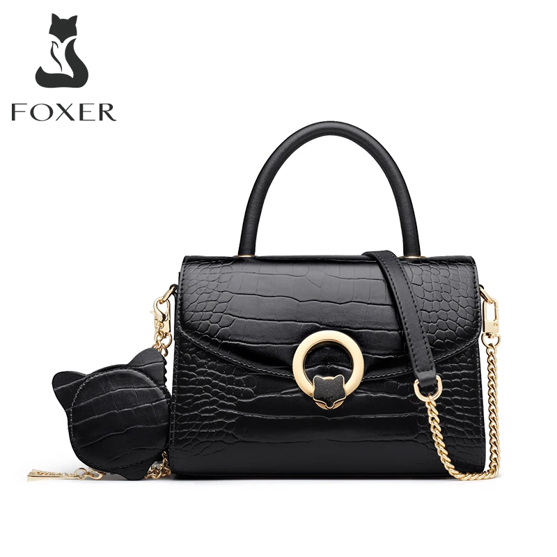 FOXER Women's Fall Winter Bag Retro Handbag Crocodile Pattern Lady Crossbody Shoulder Totes Luxury Classical Messenger Purse |