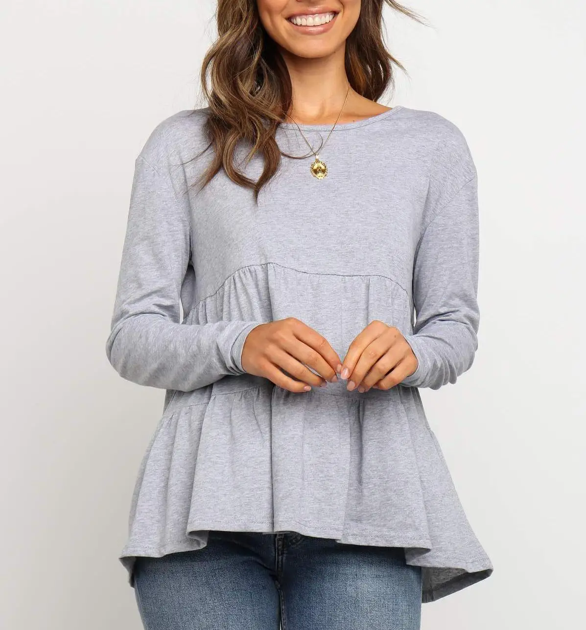 Long Sleeve Splice T-shirts Women 2019 Autumn Winter Casual Loose Solid Round Neck Full Tops Tees Cute Mom 
Long Sleeve Splice T-shirts Women 2019 Autumn Winter Casual Loose Solid Round Neck Full Tops Tees Cute Mom
