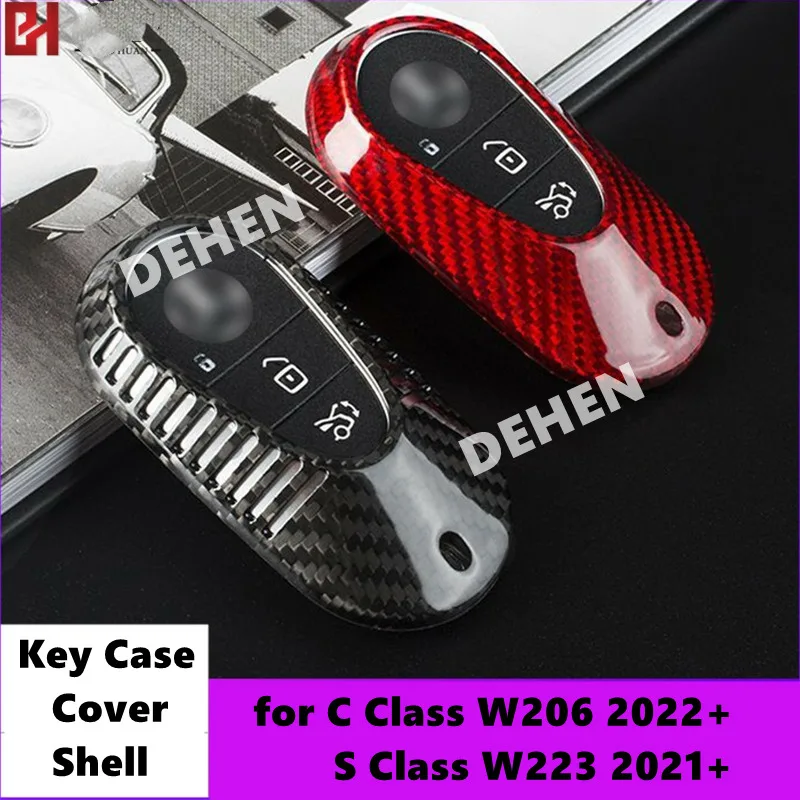 

Real Carbon Fiber Car Key Case Cover Shell For Mercedes Benz C Class W206 2022+ S Class W223 2021+ S350 S400 S500 C200 C260