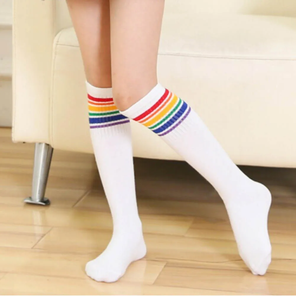 Women Rainbow Striped Knee Socks Colorful Striped Stockings Thigh High Socks Warm Cotton Activewear Long Stockings For Girls 
Women Rainbow Striped Knee Socks Colorful Striped Stockings Thigh High Socks Warm Cotton Activewear Long Stockings For Girls