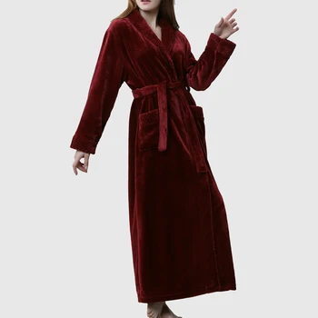 Wear Fleece Bathrobe Pocket Thick Super Long Peignoir Femme Loose Warm Winter Casual Dressing Sashes Sleepwear
Wear Fleece Bathrobe Pocket Thick Super Long Peignoir Femme Loose Warm Winter Casual Dressing Sashes Sleepwear