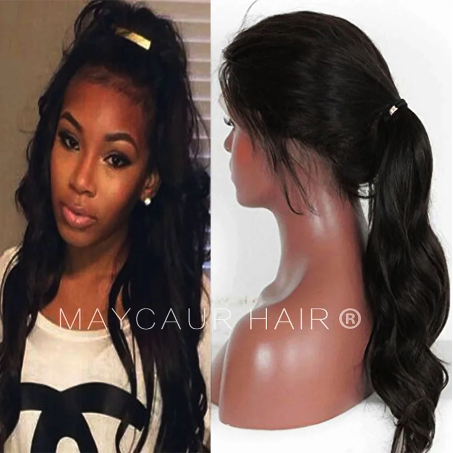 Maycaur Long Wavy Glueless Wigs Black Color Synthetic Lace Front Wigs for Black Women Heat Resistant Fiber Soft Hair (1)