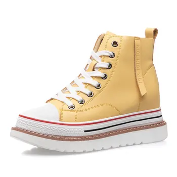 Women vulcanized Shoes Platform Flats Genuine Leather High Platform Thick Bottom Sneakers Lace-Up Increase Flats High Heel Women
Women vulcanized Shoes Platform Flats Genuine Leather High Platform Thick Bottom Sneakers Lace-Up Increase Flats High Heel Women