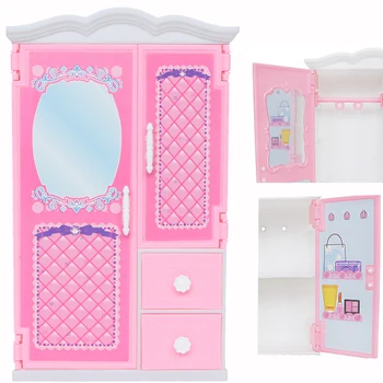 1 set Mini Plastic Wardrobe with Mirror Drawer Pink Princess Bedroom Dollhouse Furniture Accessories Closet for Barbie Doll Toy
1 set Mini Plastic Wardrobe with Mirror Drawer Pink Princess Bedroom Dollhouse Furniture Accessories Closet for Barbie Doll Toy