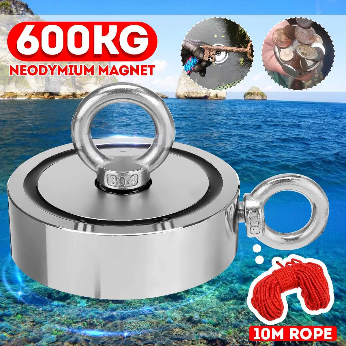 600KG D94mm Strong Neodymium Magnet Salvage Magnet Double Side Sea Fishing Magnet Holder Pulling Mounting Pot With 10M Rope
600KG D94mm Strong Neodymium Magnet Salvage Magnet Double Side Sea Fishing Magnet Holder Pulling Mounting Pot With 10M Rope