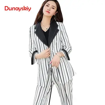 Spring Autumn New Fashion HotSell Pant Suits OL Elegant White Striped Single Button Two Pieces Women Clothes Vintage Pant Suits
Spring Autumn New Fashion HotSell Pant Suits OL Elegant White Striped Single Button Two Pieces Women Clothes Vintage Pant Suits