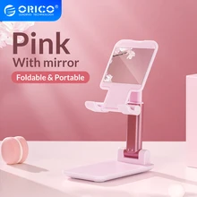 

ORICO Phone Holder Stand Foldable Desk Cradle Adjustable Bracket for iPhone Samsung Xiaomi Tablet With Mirror Pink Accessories
