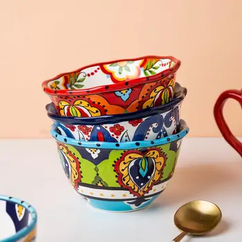 MDZF SWEETHOME Bohemia Ceramic Salad Bowl Plate Hand Painted Dessert Plate Rice Noodles Breakfast Bowls Kitchen Tableware Tool
MDZF SWEETHOME Bohemia Ceramic Salad Bowl Plate Hand Painted Dessert Plate Rice Noodles Breakfast Bowls Kitchen Tableware Tool