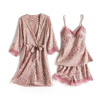 5PCS Sleep Set Pajamas Leopard Satin Sexy Kimono Bathrobe Gown Women Pyjamas Suit Casual Homewear Nightgown Intimate Lingerie
5PCS Sleep Set Pajamas Leopard Satin Sexy Kimono Bathrobe Gown Women Pyjamas Suit Casual Homewear Nightgown Intimate Lingerie