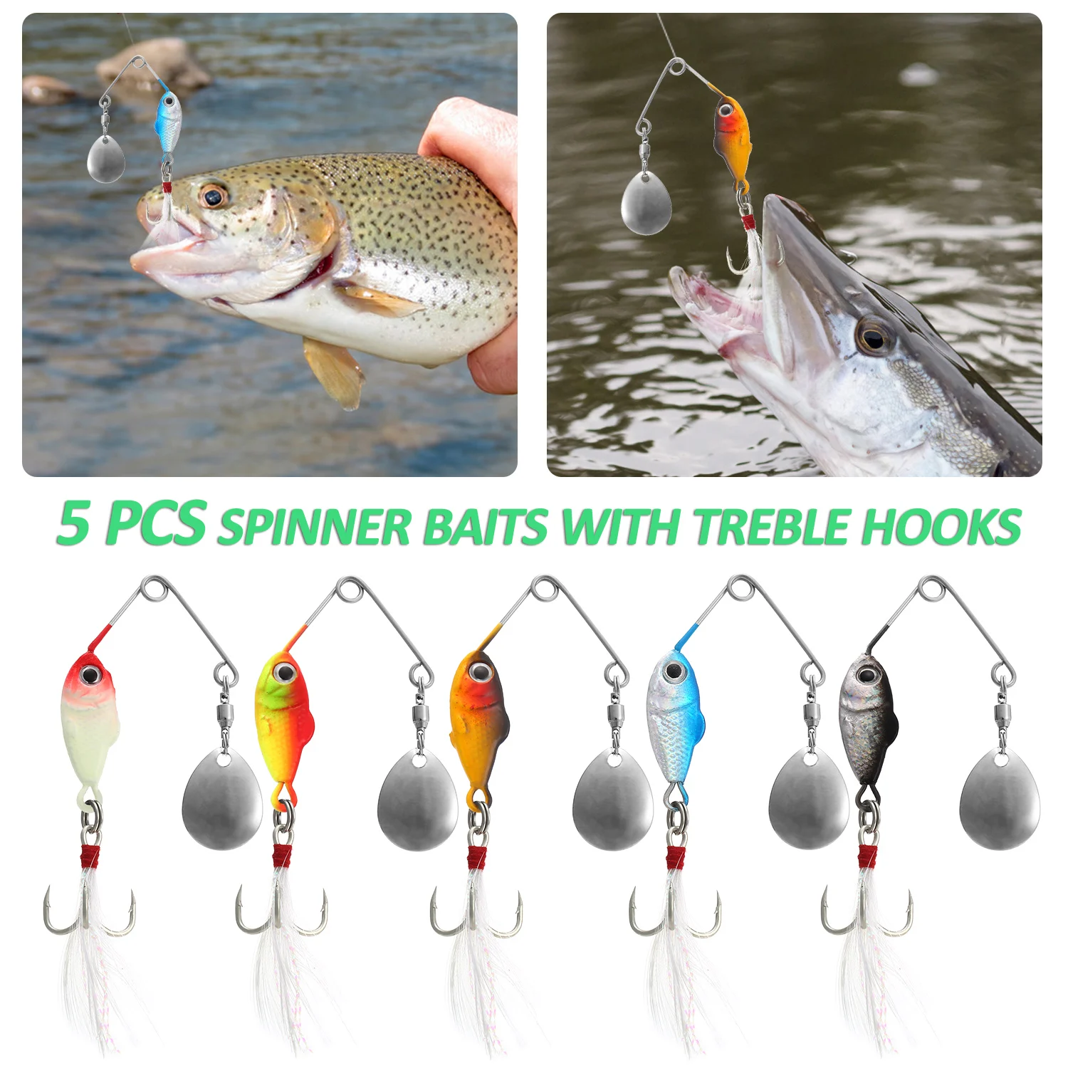 5 PCS 18g 8.5cm Spinnerbait with Treble Hooks Spinner Metal Fishing Lures Spoon Lures With Feather Hook Hard Bait For Fishing
5 PCS 18g 8.5cm Spinnerbait with Treble Hooks Spinner Metal Fishing Lures Spoon Lures With Feather Hook Hard Bait For Fishing