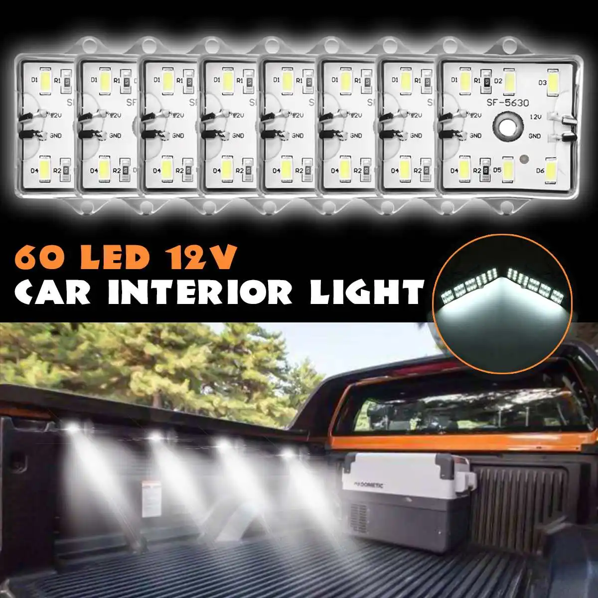 60 LED 12V 5730 SMD Car LED Strip Light For Car Trunk Cargo Campers RV Interior Light Trailer Boat Lamp Reading Light
60 LED 12V 5730 SMD Car LED Strip Light For Car Trunk Cargo Campers RV Interior Light Trailer Boat Lamp Reading Light
