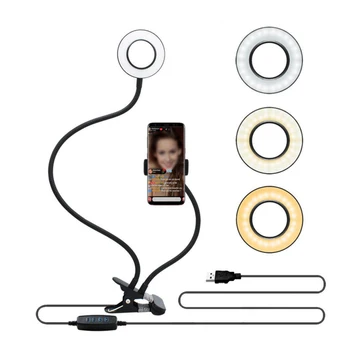 DC5V 8W 18 LEDs 3.5Inches Selfie Ring Light Clip Lamp with Flexible Neck USB Dimmable for Live Show Taking Picture Video Meeting
DC5V 8W 18 LEDs 3.5Inches Selfie Ring Light Clip Lamp with Flexible Neck USB Dimmable for Live Show Taking Picture Video Meeting