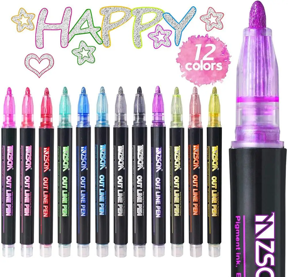 12pcs/set Metal Paint Marker Pen Diy Album Scrapbooking Outline Marker Glitter for Drawing Painting Doodling School Supplies
12pcs/set Metal Paint Marker Pen Diy Album Scrapbooking Outline Marker Glitter for Drawing Painting Doodling School Supplies