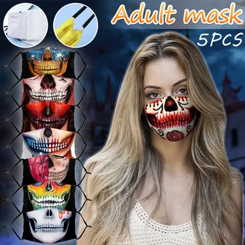 5pc Halloween Reusable Mask Adult Adjustable Activated Carbon Pm2.5 Washable Protective Face Mask 3d Printed Festive Party Mask
5pc Halloween Reusable Mask Adult Adjustable Activated Carbon Pm2.5 Washable Protective Face Mask 3d Printed Festive Party Mask