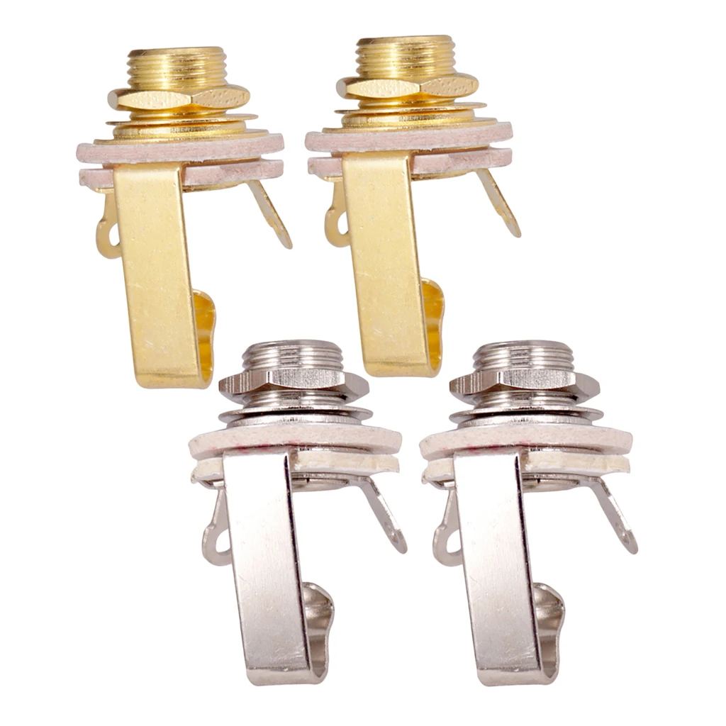 2Pcs Brass 1/4'' Jack Mono Plug Socket for Electric Guitar Bass Instrument Accs 2Pcs Brass 1/4'' Jack Mono Plug Socket for Electric Guitar Bass Instrument Accs