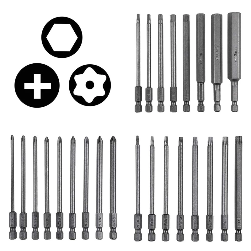 25Pcs 100Mm Long Magnetic Screwdriver Bit Set 4 Inch Drill Screw Driver Power Tools Kit
25Pcs 100Mm Long Magnetic Screwdriver Bit Set 4 Inch Drill Screw Driver Power Tools Kit