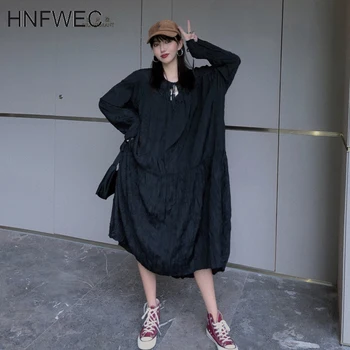 Women Black Pleated Big Size Oversized Dress New Round Neck Long Sleeve Loose Fit Fashion Tide Spring Autumn 2020 T390 
Women Black Pleated Big Size Oversized Dress New Round Neck Long Sleeve Loose Fit Fashion Tide Spring Autumn 2020 T390