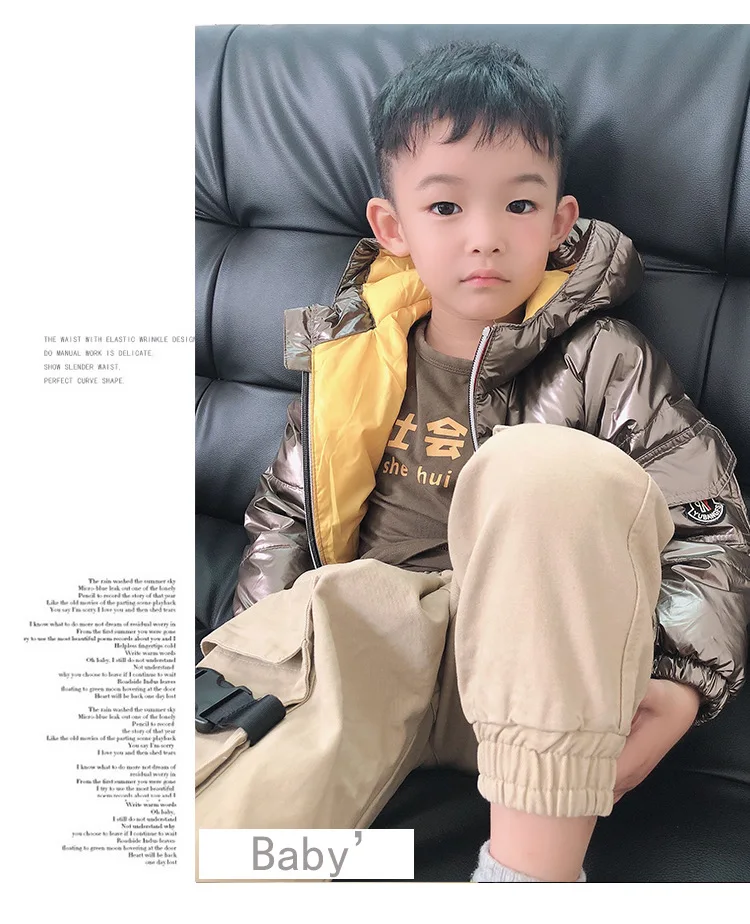 Winter Jacket For Girls Boys Coats Jacket Kids Fashion Down Cotton Coat Waterproof Snowsuit Pink Gold Silver Jacket Hooded Parka