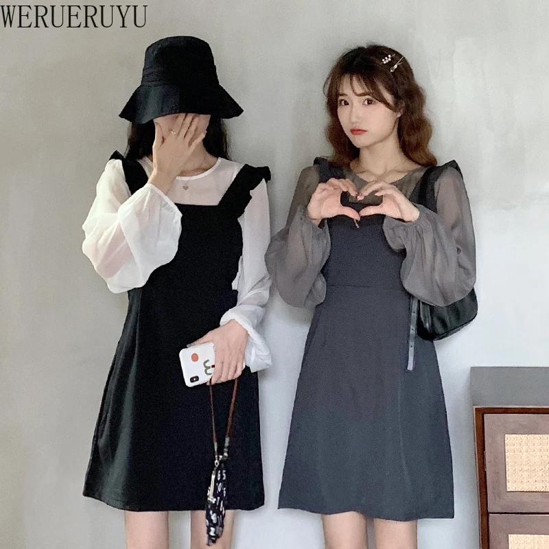 WERUERUYU Women Strap Dress Korean Sexy Puff Sleeve Dress Summer Patchwork A Line Sundress 
WERUERUYU Women Strap Dress Korean Sexy Puff Sleeve Dress Summer Patchwork A Line Sundress