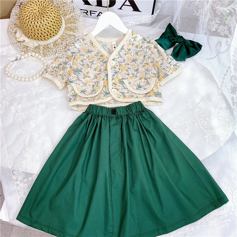 Summer Kids Fashion Outfits Set Flower Embroidery Blouse&green Skirt Two Piece Pretty Little Girls Clothing Birthday Clothes
Summer Kids Fashion Outfits Set Flower Embroidery Blouse&green Skirt Two Piece Pretty Little Girls Clothing Birthday Clothes