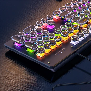 Gaming Keyboard Retro Round Glowing Keycap Metal Panel Backlit Mechanical Keyboard English Wired Metal Panel Illuminated Border
Gaming Keyboard Retro Round Glowing Keycap Metal Panel Backlit Mechanical Keyboard English Wired Metal Panel Illuminated Border