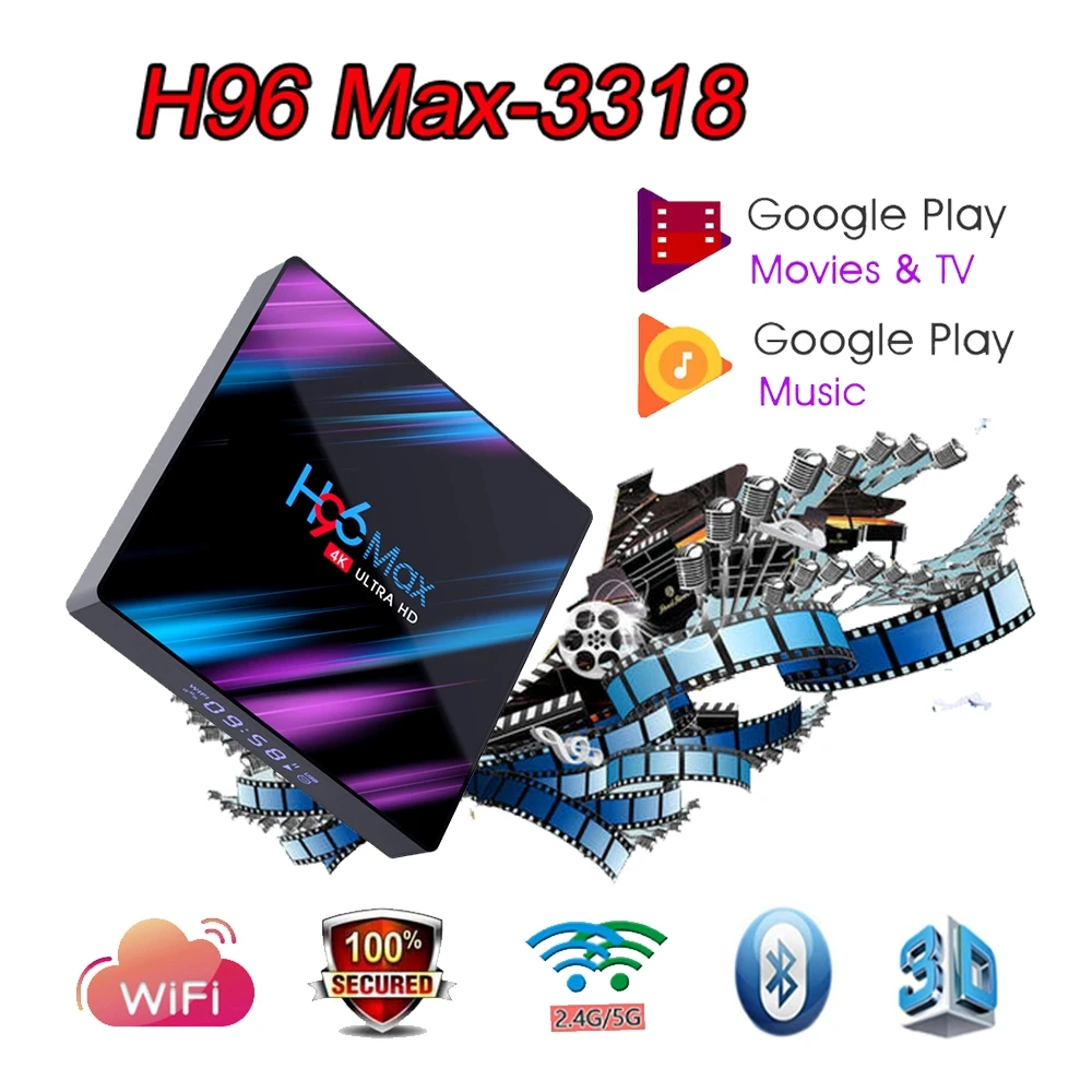H96 MAX Android 9.0 TV Box 4G 64G RK3318 4 Core 2.4G/5G Wifi BT 4.0 4K HD Set Top Box H96max 4G 32G 100M 3.0 USB Play
H96 MAX Android 9.0 TV Box 4G 64G RK3318 4 Core 2.4G/5G Wifi BT 4.0 4K HD Set Top Box H96max 4G 32G 100M 3.0 USB Play