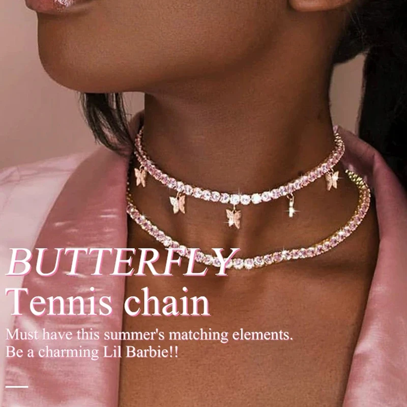 Pink Color Zircon Butterfly Pendant Necklaces for Women 2020 Trendy Party Anniversary Jewelry Butterfly Tennis Chain
Pink Color Zircon Butterfly Pendant Necklaces for Women 2020 Trendy Party Anniversary Jewelry Butterfly Tennis Chain