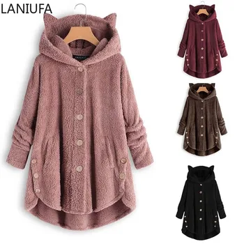 Winter Women Coats Button Coat Fluffy Tail Tops Hooded Single Breasted Loose Oversize Coats Warm Outwear Coats Women mujer P162 
Winter Women Coats Button Coat Fluffy Tail Tops Hooded Single Breasted Loose Oversize Coats Warm Outwear Coats Women mujer P162