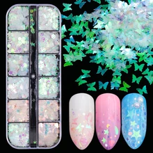 1 étui sirène symphonie Nail Art paillettes paillettes flocon holographique mixte forme 3D papillon tranche scintillant manucure décor JIHW-2(China)